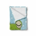 thumbnail image 2 of Cartoon Soft Flannel Fleece Throw Blanket, Sleeping Prince Frog in a Cap Polka Dots Background Animal World Kids Design, Cozy Plush for Indoor and Outdoor Use, 50" x 60", Green Blue, by Ambesonne, 2 of 6