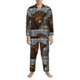 thumbnail image 3 of Sikiie Yak Mens Pajama Set, Soft Warm Long Sleeve Sleepwear, Cozy Button-Down Pjs for Men-Medium, 3 of 7