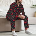 thumbnail image 5 of Wukai Red Rooster Men's Long-Sleeve Pajama Set - Comfortable Sleepwear with Button-Down Shirt and Pants-Small, 5 of 6