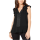 thumbnail image 1 of Michael Kors Blusa con ribete de encaje para mujer, negro, extragrande Michael Kors Pull-over, 1 of 2