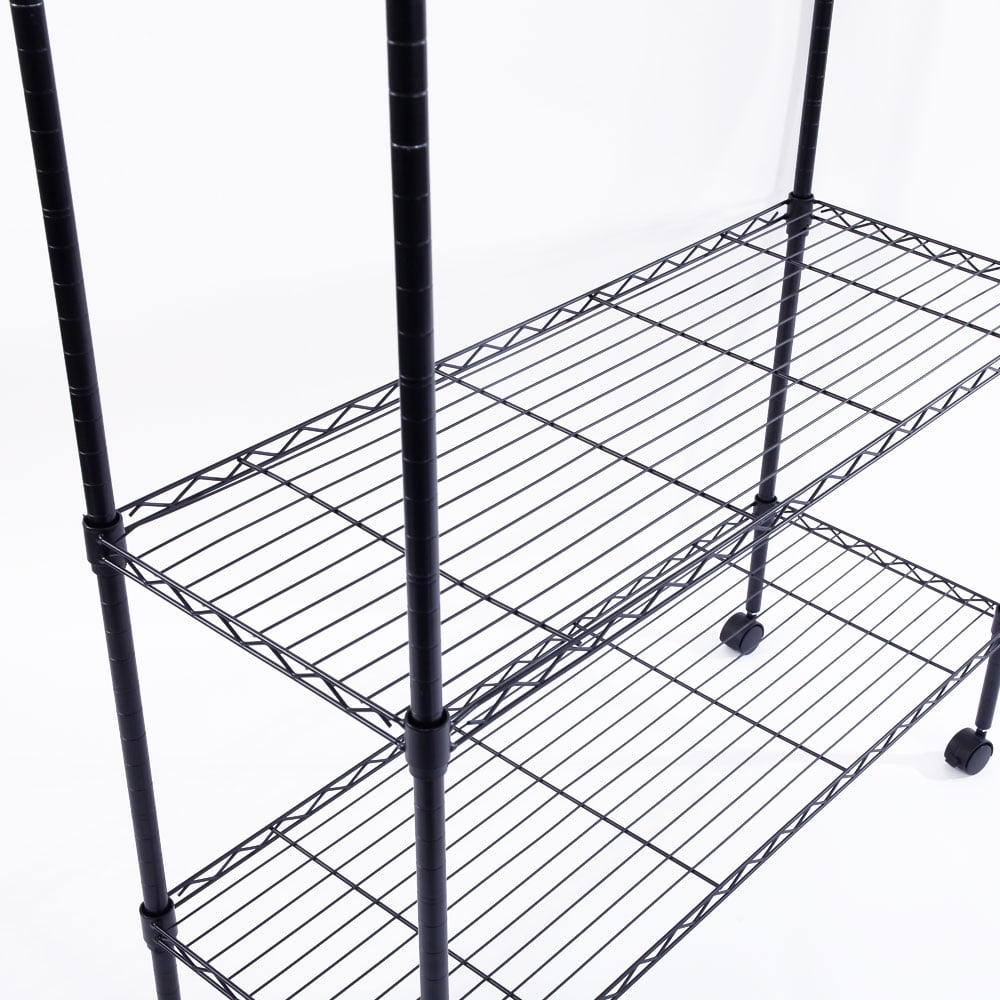 Ktaxon Black 5 Tier Rolling Steel Shelving Unit Wire Shelves Garage Shelving Storage Racks,On