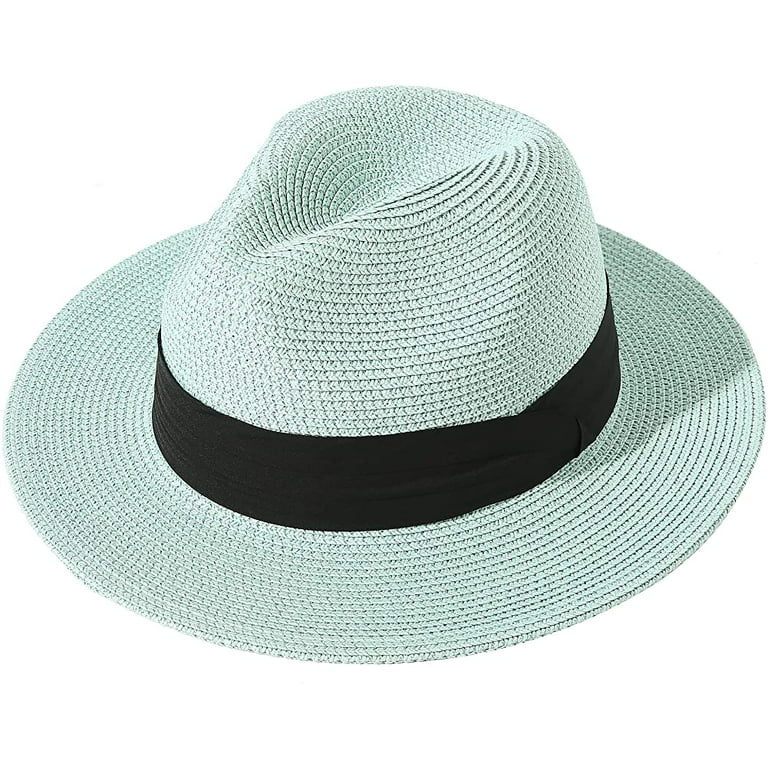 Vorkoi Panama Straw Hat for Women & Men, Foldable Summer Beach Sun Protection Hats, Adjustable Summer Hat Wide Brim Packable Cap, Adult Unisex, Size