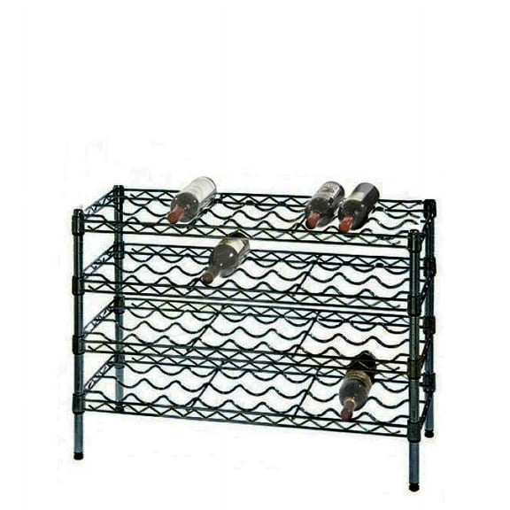 14" Deep x 36" Wide x 36" High 4 Black Shelf Single Wine Rack with 36 Bottle Storage Capacity