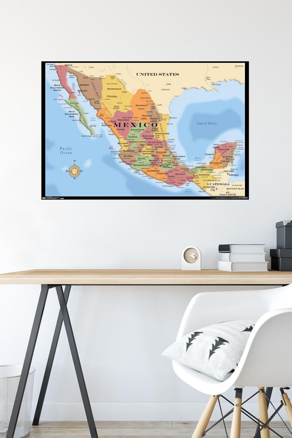 Map - Mexico Wall Poster, 22.375" x 34" Framed