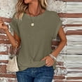 thumbnail image 2 of Sexlip Women's Striped Short Sleeve Loose Top Soft Fabric Comfortable Design Daily Casual Wear Green S, 2 of 6
