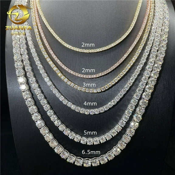 3mm 24-inch S925 silver moissanite tennis chain, simple silver necklace, hip-hop high-end jewelry accessory