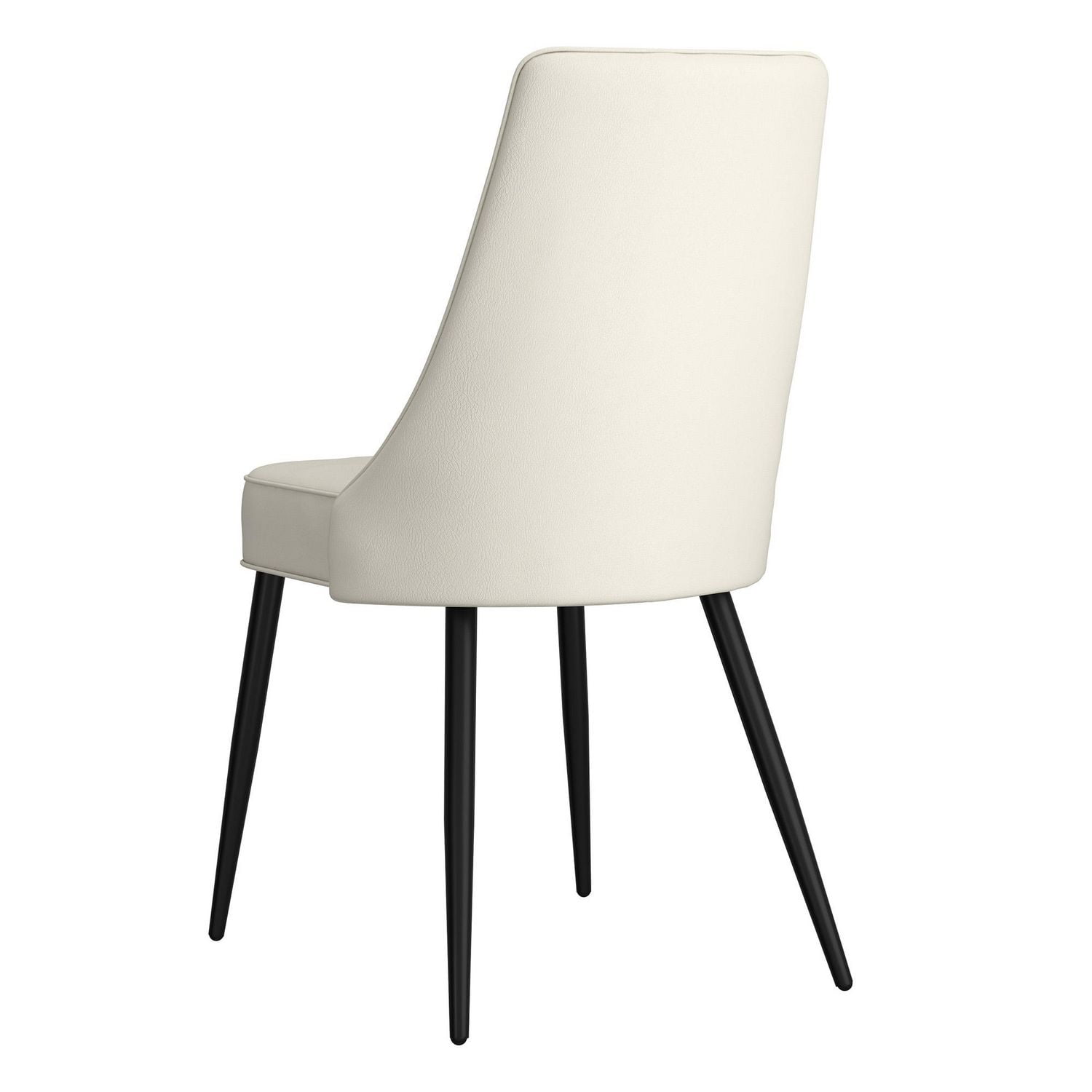 Modern Faux Leather & Metal Dining Chair, Faux Leather, Set of 2 - Beige & Black