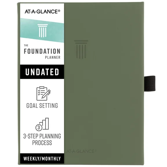 At A Glance Hardcover Planner Three Step Goal System Undated 12 Months Green