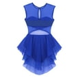 thumbnail image 4 of TiaoBug Women Lyrical Dance Costumes Asymmetric Ballet Leotard Dress Cut Out Gymnastics Dancewear Blue Small, 4 of 6