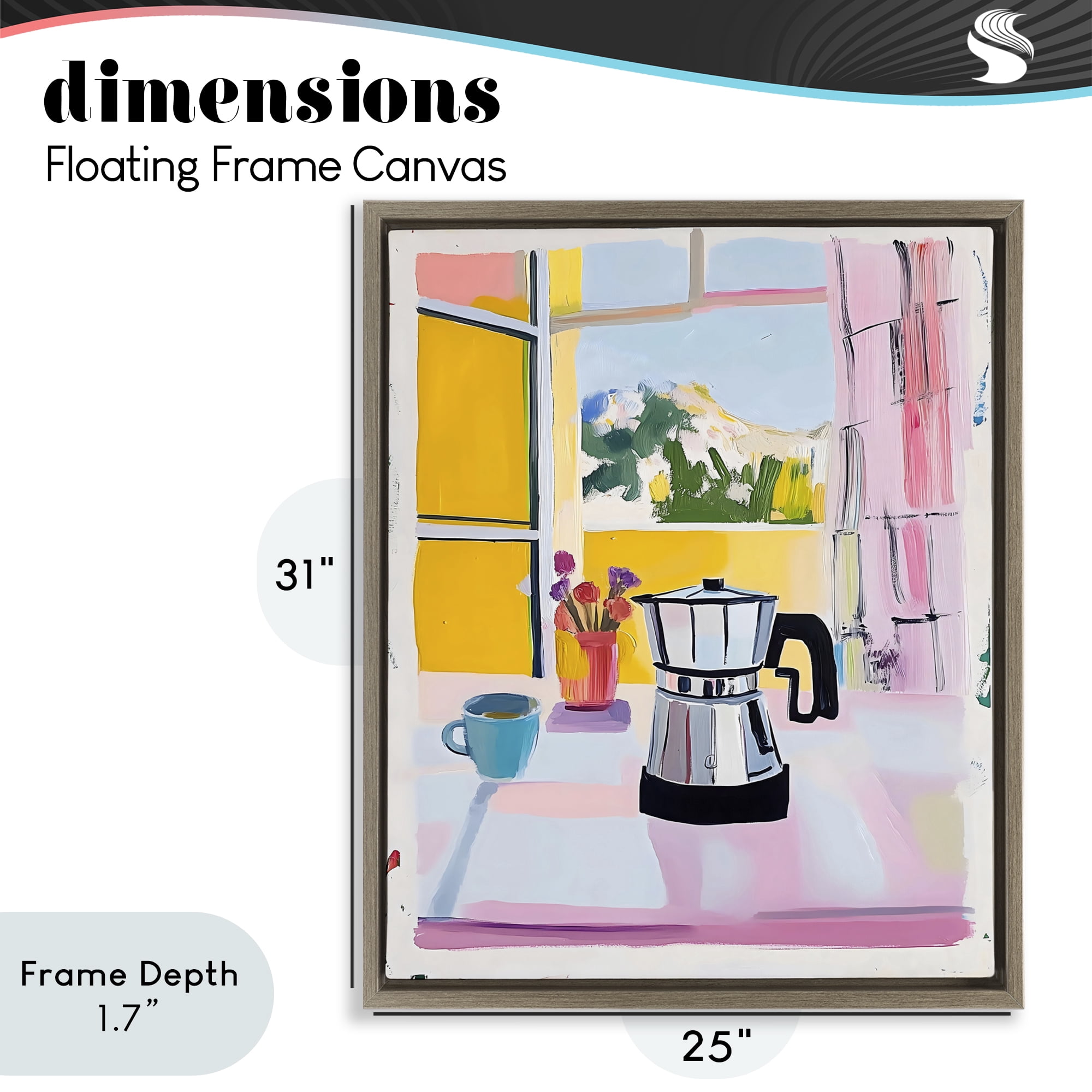 Stupell Industries Italian Moka Pot Kitchen Brown Framed Floater Canvas Wall Art, design by The Prints Vibe