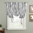 thumbnail image 2 of Black White Lines Tie Up Curtains 45 Inches Long, Kitchen Window Curtains Over Sink, Retro Stripes Texture Minimalist Art Small Window Curtains Shade Balloon Curtains Valances for Bedroom 34"x45", 2 of 8