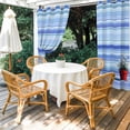 thumbnail image 4 of Outdoor Curtains for Patio Waterproof, Blue Ombre Striped Daisy Outdoor Privacy Panels Grommet, Vintage Flowers Abstract Art Blackout Outside Curtains for Porch/Cabana 54"x84", 2 Panels, 4 of 8