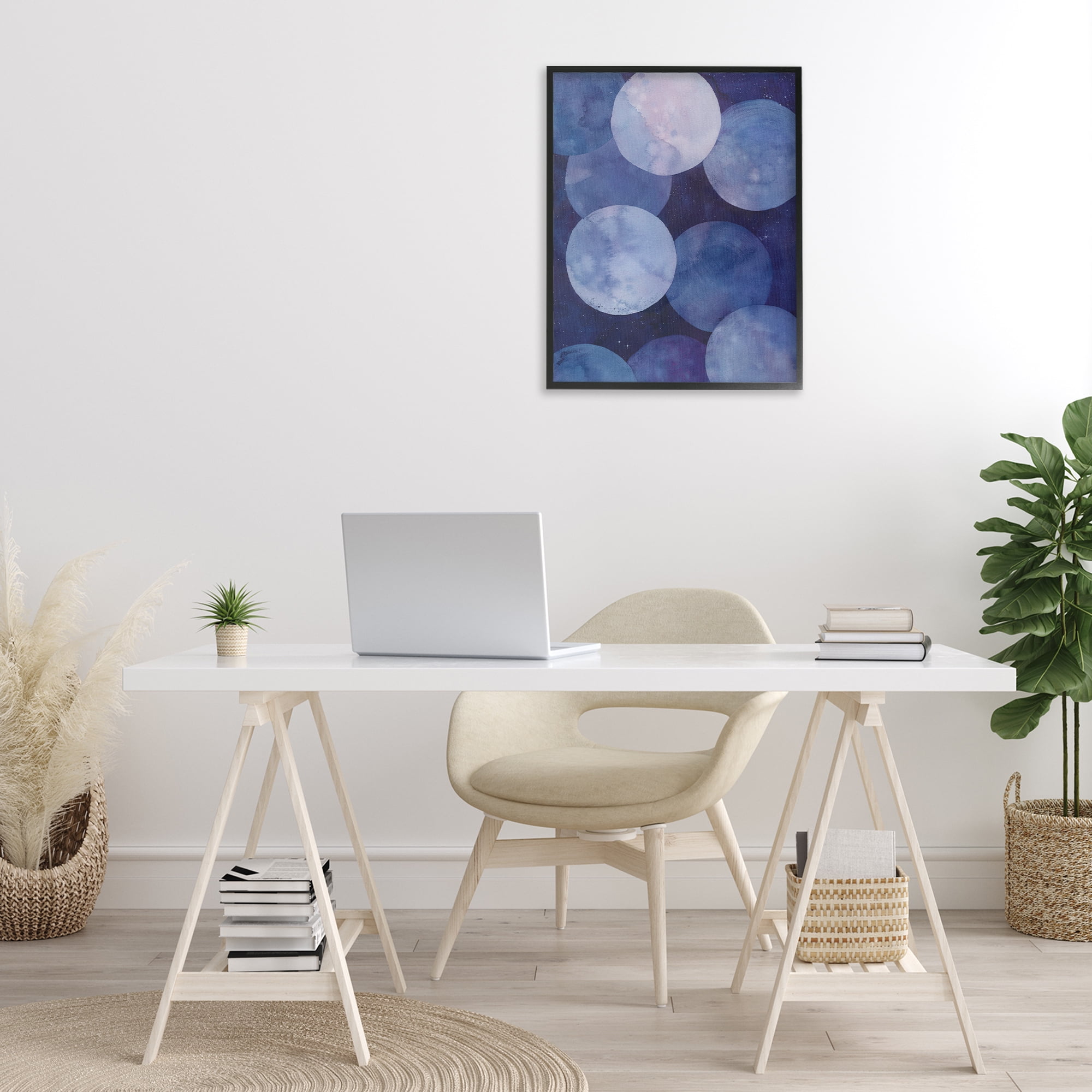 Stupell Industries Purple Circular Shapes Abstract Painting Black Framed Art Print Wall Art, 24 x 30