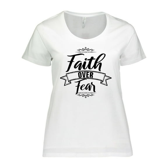 Inktastic Cancer Awareness Faith over Fear Women's Plus Size T-Shirt