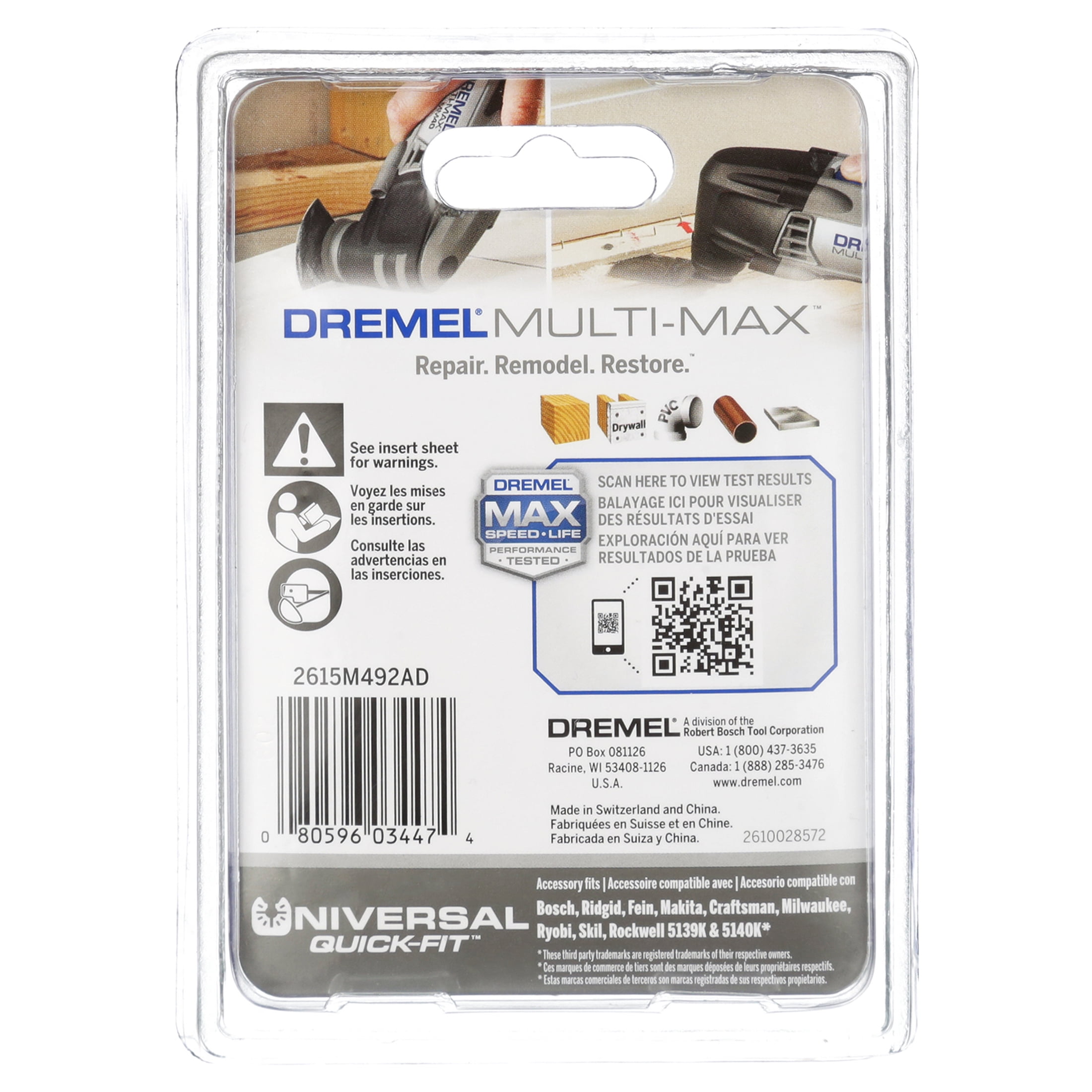 Dremel MM492, Multi-Max Oscillating Universal Dual Interface Cutting Accessory Set, 3-Piece