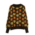 thumbnail image 2 of Pullover Sweaters for Women Y2K Maple Leaves Print Crewneck Fall Winter Halloween Knitted Sweaters Warm Long Sleeve Jumper Tops Alsol Lamesa, 2 of 6