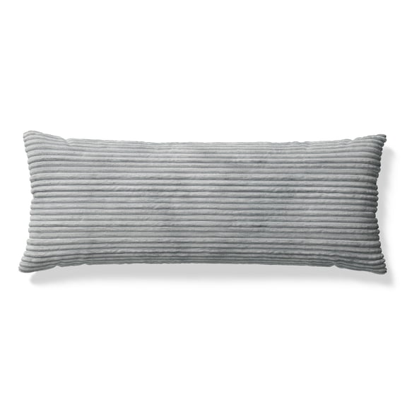 Mainstays Kids Body Pillow with Plush Ribbed Corduroy Removable Cover, 48" x 20", Soft Silver