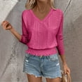 thumbnail image 2 of Fewfanhot Womens Blouses Knit Sweaters Fall V Neck Long Sleeve Pullover Casual Loose Tops, 2 of 9