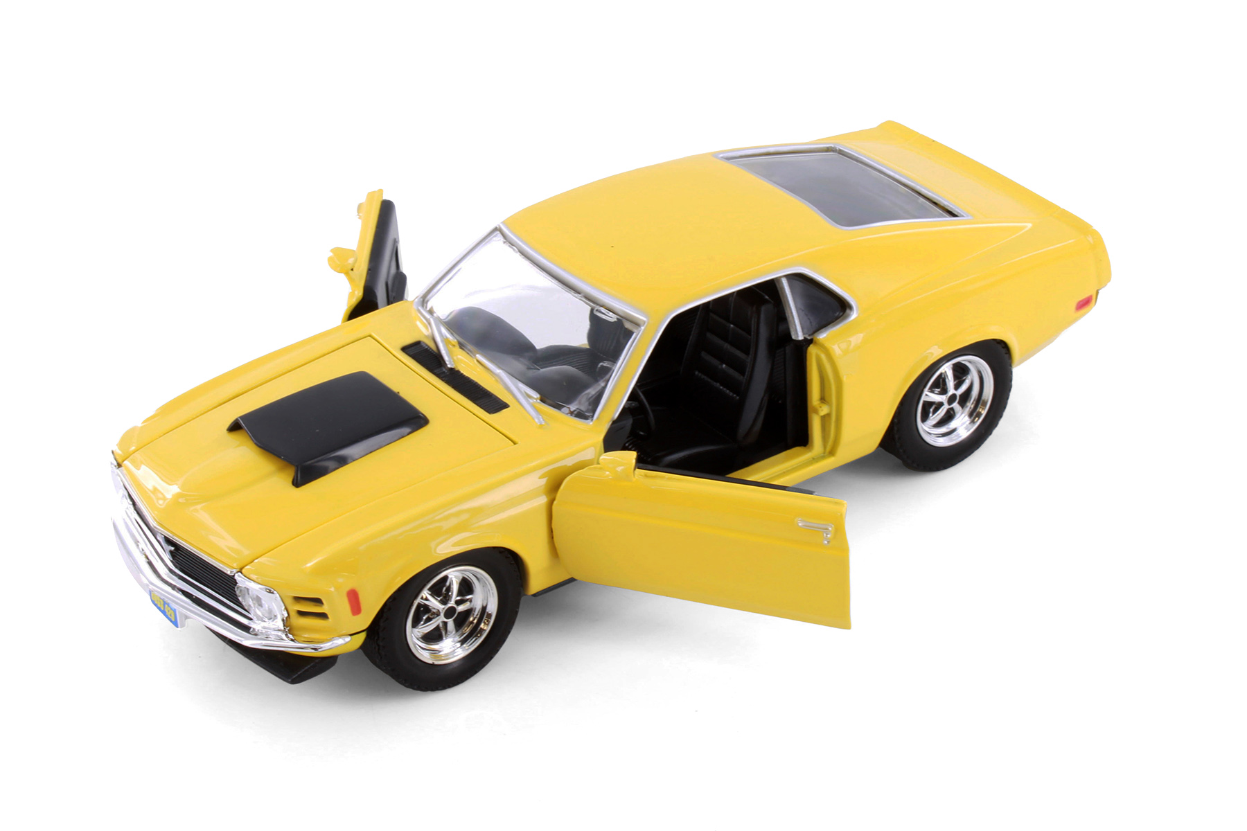 1970 Ford Mustang Boss 429 Hardtop, Yellow - Showcasts 77303YL - 1/24 Scale Diecast Model Car