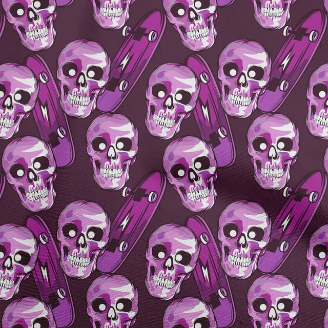 oneOone Rayon Plum Fabric Skull Sewing Craft Projects Fabric Prints By Yard 56 Inch Wide