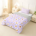 thumbnail image 2 of Homewish Purple Flower Twin Comforter Sets,Cute Cartoon Themed Bedding Set,Light Gray Reversible,2 Pieces,1 Comforter and 1 Pillowcase, 2 of 7