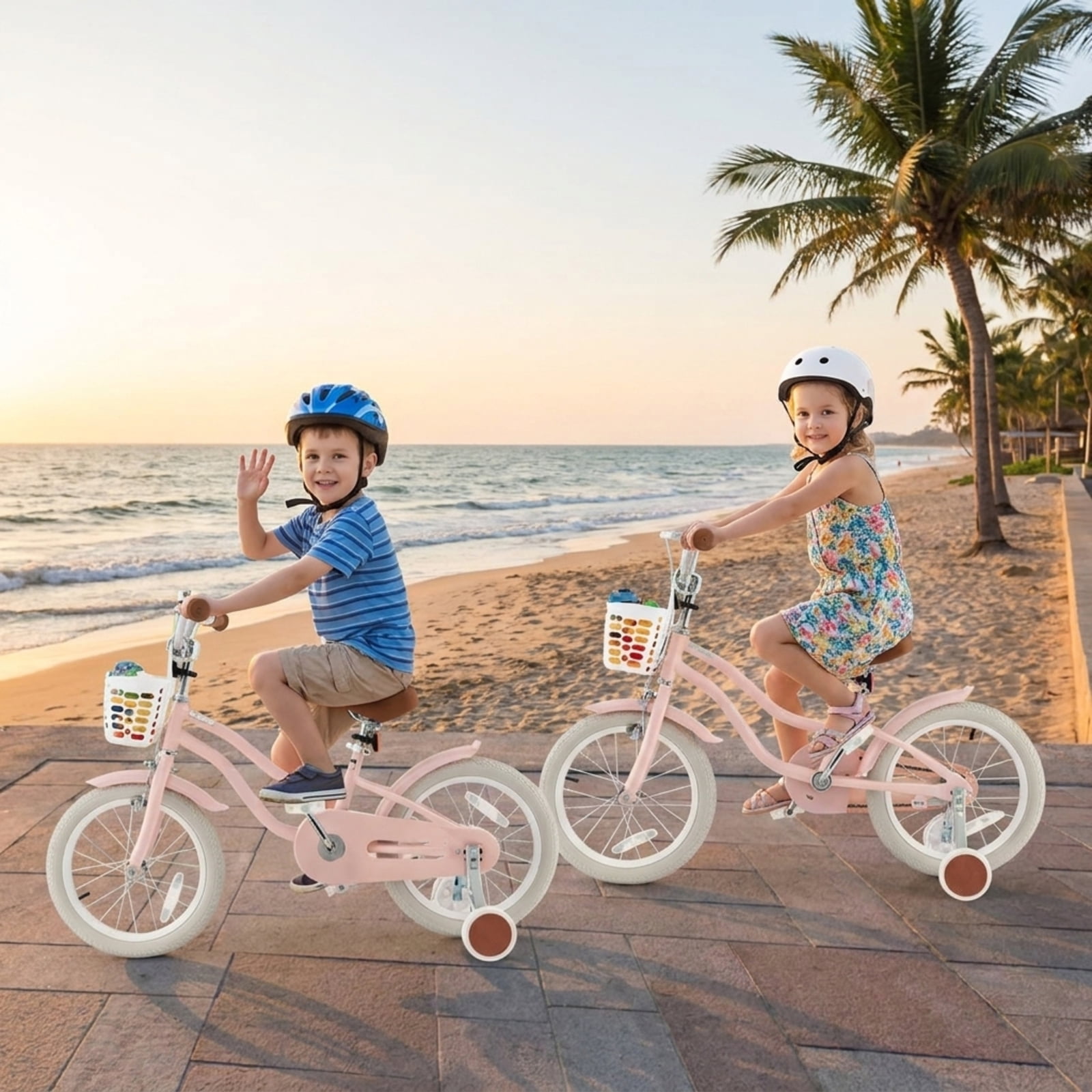 Redsmile Kids Bike 12 Inch with Training Wheels for Boys Girls Ages 3-4 Years, Toddler Bicycle with Adjustable Seat and Carbon Steel Frame, 99 lb Capacity Beginner Bike, Pink