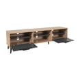 thumbnail image 4 of Meuble TV moderne en bois d'ingénierie CorLiving Cole avec rangements ouverts et fermés pour téléviseurs jusqu'à 85 pouces, gris/marron, 4 of 9