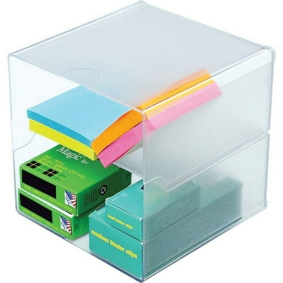 Deflecto Stackable Cube Organizer 6" Height x 6" Width x 6" Depth - Desktop - Clear - Plastic - 1Each