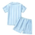 thumbnail image 4 of Toddler Satin Pajamas For Girls Boys Striped Girls Summer Pajamas Shorts Set Silk Pajamas Outfits Silk Pajamas For Girls 2T, 4 of 5