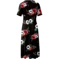 thumbnail image 4 of Robes de Printemps pour Femmes Décontractées Manches 3/4 Longue Robe Évasée Basique Plage Vacances Travail Maxi Robe 2025, 4 of 4