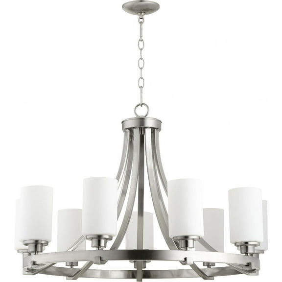 6207-9-65-Quorum Lighting-Lancaster - 9 Light 2-Tier Chandelier in Transitional style - 33.5 inches wide by 22.75 inches high-Satin Nickel Finish