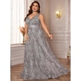 thumbnail image 2 of Plus Size Formal Dresses for Women with Embroidery Sequin and V-Neck, A-Line Maxi Dress for Wedding and Cocktail, 2 of 6