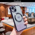 thumbnail image 4 of for iPhone 14 Plus Case Magnetic Gradient Glitter [ Compatible with MagSafe ], Bling Love Heart Clear Phone Case, Camera Protection Sparkly Slim Soft Back Cover for Women Girls - Purple, 4 of 6