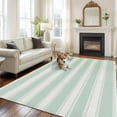 thumbnail image 3 of Vintage Stripes Washable Living Room Rugs 5'x7', White Green Striped Retro Geometric Lines Low Pile Throw Large Area Rugs Non-Slip Sturdy Edge Binding Carpet for Dining Room Bedside Kitchen, 3 of 9