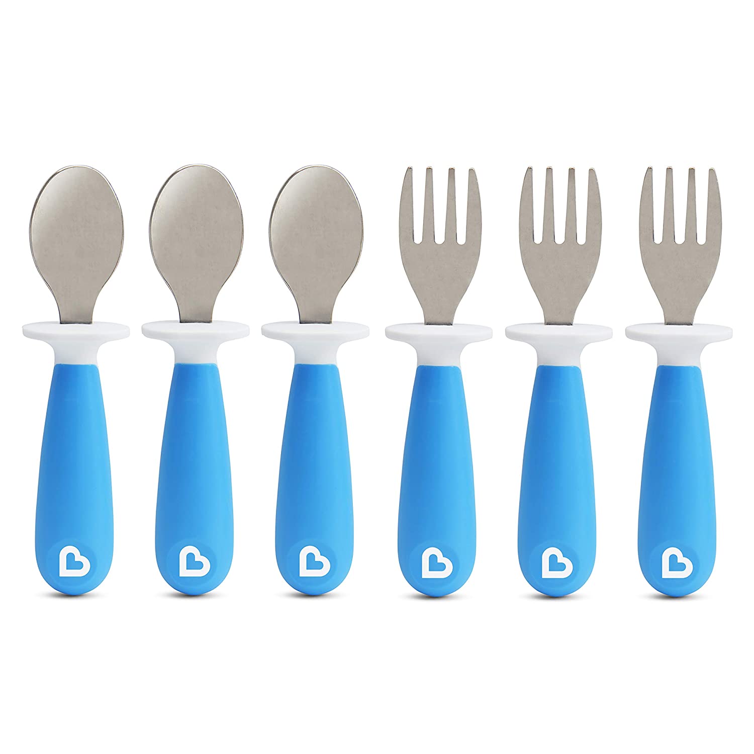Munchkin 6 Count Raise Toddler Forks and Spoons, Blue, 12+