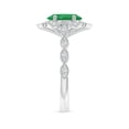 thumbnail image 3 of ANGARA Natural Oval 1.5 ct Emerald Trillium Floral Shank Ring in 14K White Gold for Women (Size-9x7mm) | May Birthstone, Birthday, Anniversary, Jewelry Gift for Women | Natural Emerald Ring, 3 of 8