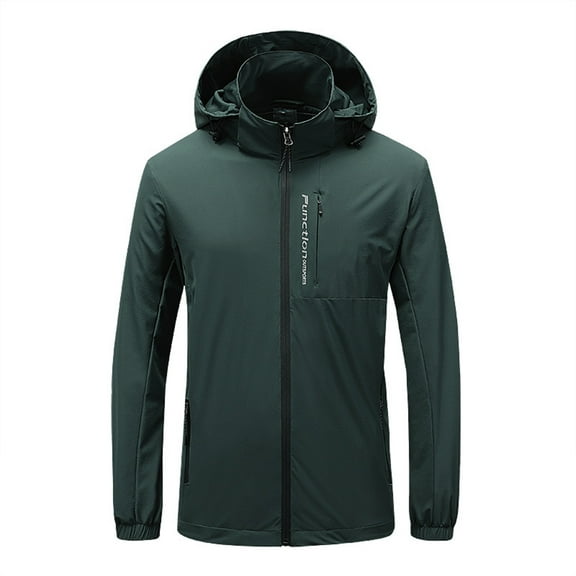 Men's Waterproof Mountain Zipper Jacket Windproof Snow Coat Warm Winter Classic Zip-Front Hooded Sweatshirt