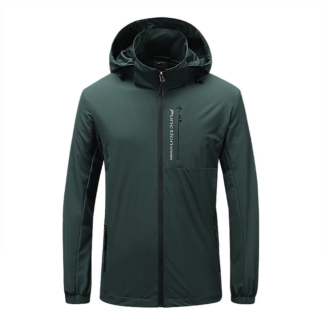 LSLJS Men Velvet ski Outdoor Sports Pocket Hooded Mountaineering Jacket( Green, XXXXL)