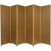 Oriental Furniture 6 ft. Tall Woven Fiber Room Divider - Two Tone - 6 Panel