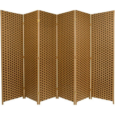 Oriental Furniture 6 ft. Tall Woven Fiber Room Divider - Two Tone - 6 Panel