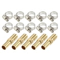 thumbnail image 1 of Unique Bargains 5 juegos de 10-12 mm para manguera, tubo de púas, montaje de tubería, conectores de montaje de manguera de cobre con abrazaderas, 1 of 1