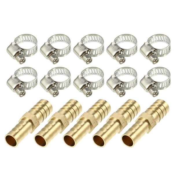 Unique Bargains 5 juegos de 10-12 mm para manguera, tubo de púas, montaje de tubería, conectores de montaje de manguera de cobre con abrazaderas