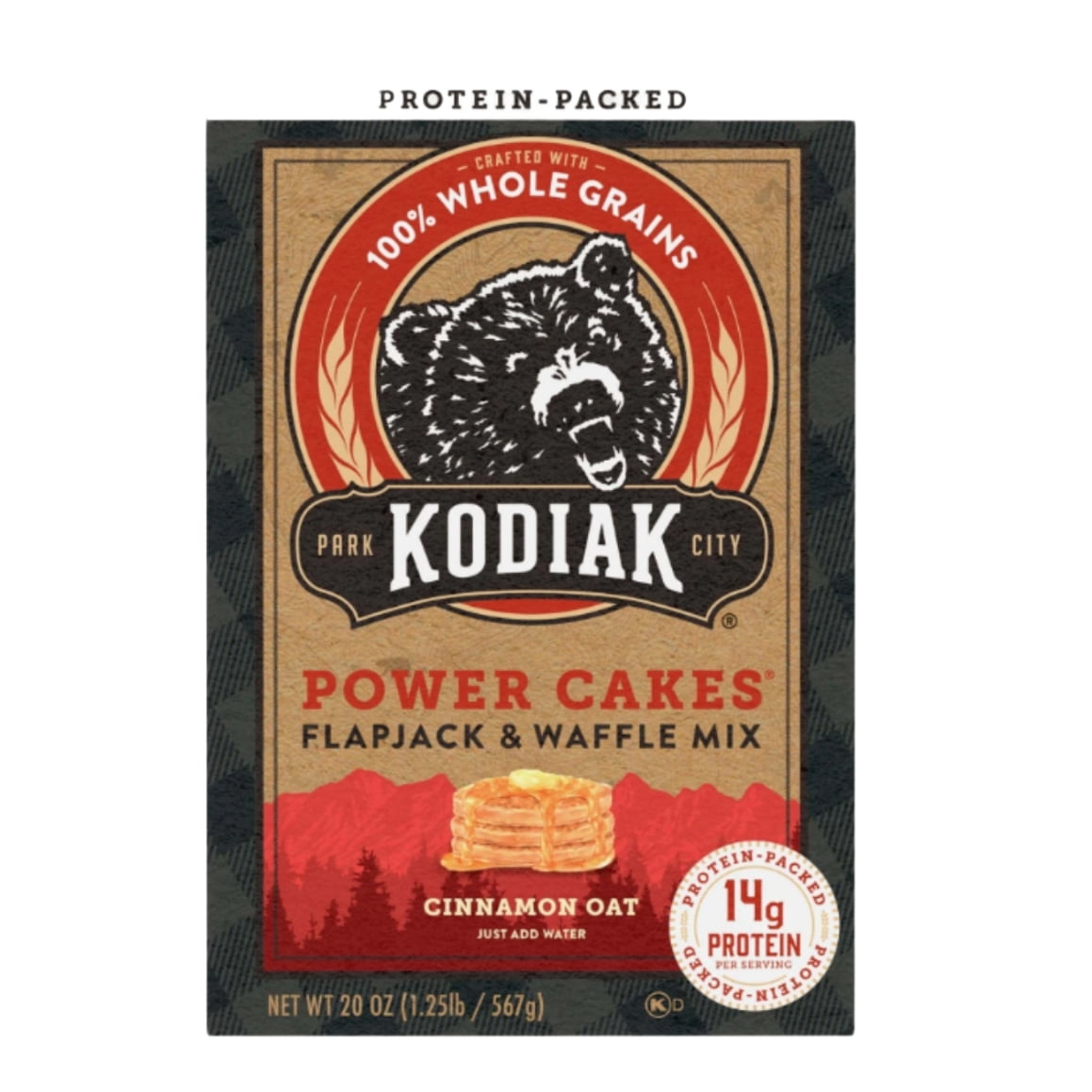Kodiak Protein-Packed Power Cakes Cinnamon Oat Pancake and Waffle Mix, 20 oz Box (2 pack) and 8in Silicone Spatula (Color Varies)