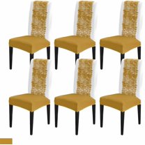 Pastel Dining Chair Cover Set of 4 Stretch Protectors Slipcover, Rainbow Candy Color Geometric Stripes Spandex Kitchen Chair Seat Back Cushion Slip Cover for Dining Room, Party, Hotel, Ceremony