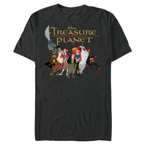 Disney Treasure Planet Logo and Characters T-Shirt- Short Sleeve Blended T-Shirt for Adults - Customized-Dark Heather