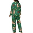 thumbnail image 2 of Renewold Christmas Women Pajama Set of 2 Cute Sloth Colorful Lights Button Sleepwear Shirt Lightweight Pants Bottoms with Big Pockets & Pullover Athletic Clothing Size XL, 2 of 5