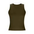 thumbnail image 5 of Wyobmus Summer Tank Tops for Women 2025 Ribbed Knit Sleeveless Tanks Slim Fit Round Neck Shirts Casual Basic Tops Olive Green, 5 of 7