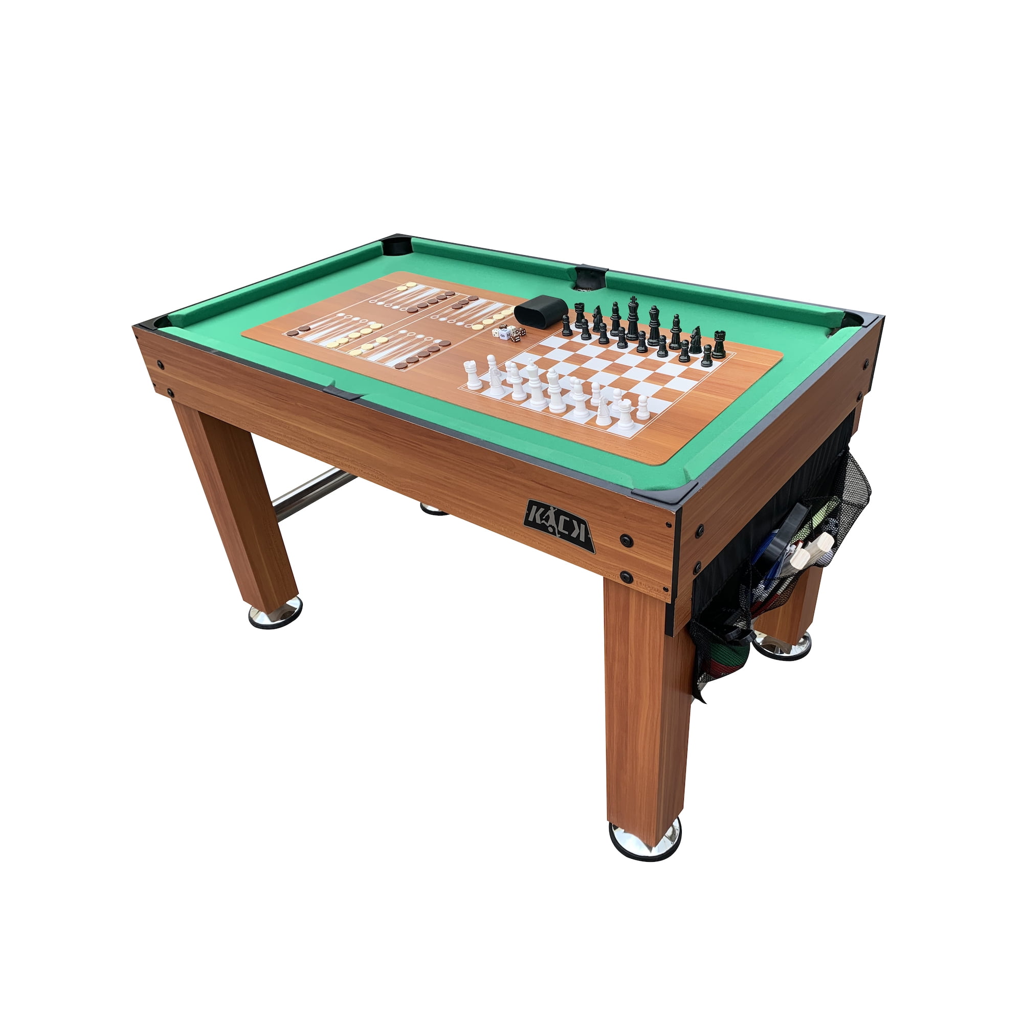 KICK Decagon 55″ 10-in-1 Multi-Game Table (Brown) - Combo Game Table Set for Family & Friends