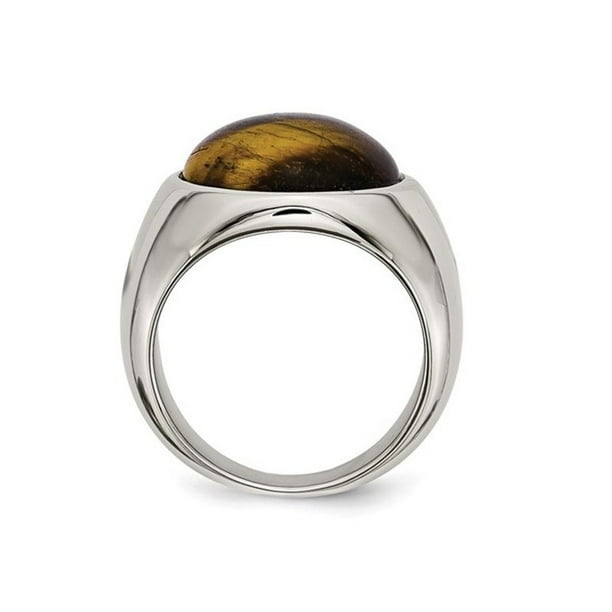 Mens Tigers Eye Ring in Stainless Steel