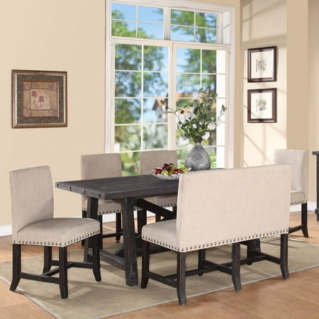 dining table settee rectangular piece chairs modus yosemite upholstered sets kitchen hayneedle